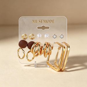 Lot de 6 Paires de Boucles d'Oreilles Vintage Modèle Stud & Créole - Plaqué Or