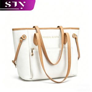 STY Sacs à main grande capacité pour dames, sac fourre-tout pour femmes, sacs en cuir synthétique PU, sacs blancs