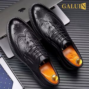 GALUIN Chaussures en cuir formelles pour hommes Élégance d'affaires - Noir