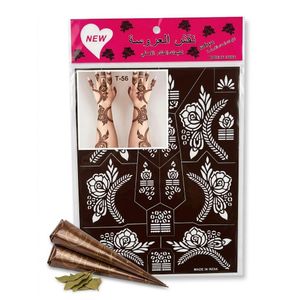 Pochoir Tatouage Henné Autocollant Réutilisable - Motif Floral Élégant  Pour Mains et Bras