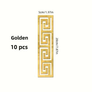 10PCS Autocollant mural en acrylique doré brillant 3D, Papier peint de fond 3D, Autocollants de décoration murale, Ligne d'angle, Bande de bordure