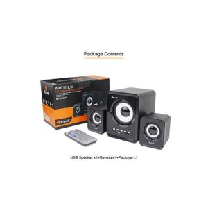 Kisonli Haut-Parleur Bluetooth 2.1 – Mini Système Audio avec Subwoofer, Télécommande, USB & AUX