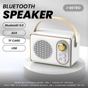 Enceinte Bluetooth portable, enceinte Bluetooth rétro, enceinte avec caisson de basses