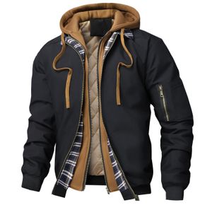 Berrykey Vestes bomber épaisses et légères pour hommes, blazer d'automne, manteaux coupe-vent d'hiver, noir marron