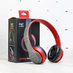 TWS Casque Bluetooth p47 EXTRA BASS FM Radio AIR EAR PODS MP3 Player with Mic for Mobile Phone Tablet PC (air ear pod p 47) - Gris