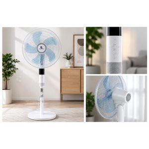 Continental Ventilateur Sur Pied - 18 Pouces (450 mm) Avec Télécommande – 8 Vitesses – 80W