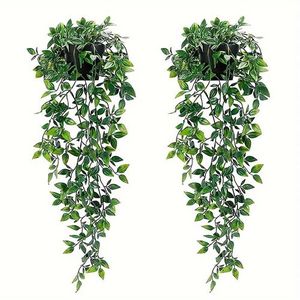 2pcs Artificial Hanging Plants, Mandala Vines, Artificial Plants, No Pot -Green