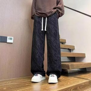 Dou-color Pantalon large teinté à effet sombre de qualité | Pantalon décontracté ample et drapé à cordon pour homme | Indispensable du streetwear