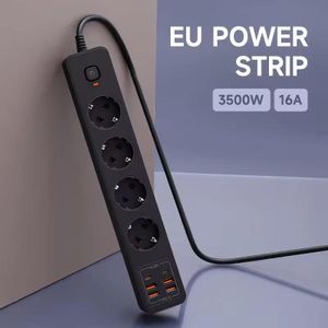 TC2i Multiprise Européenne 4 Prises + 4 Ports USB (3 USB + 1 Type-C) – 3500W / 16A avec Interrupteur