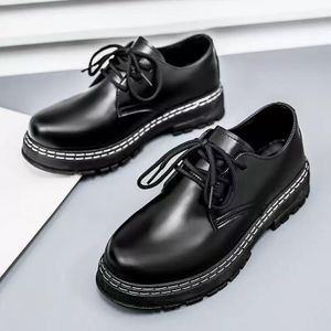 VANHUHU Chaussures d'affaires plates formelles Oxford à lacets pour hommes, italiennes, noires