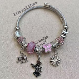GUUO Bracelet en acier inoxydable avec motifs d’éléphant, d’ange et de papillon pour femmes, idéal pour l’usage personnel et l’offrande, facile à nettoyer