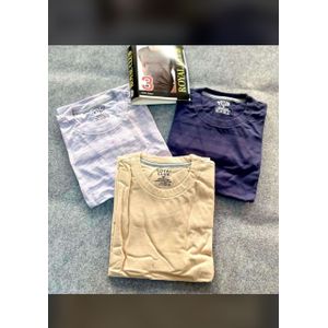 Lot de 3 T-shirt de couleur unie hommes en coton