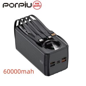 Banque d'alimentation portable 60mil mAh grande capacité avec 5 ports de sortie PD22.5 affichage LED a charge rapide.