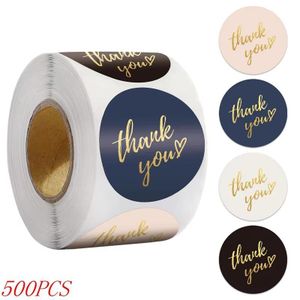 500pcs 1inch Merci autocollants pour enveloppe étiquettes d’étanchéité fournitures de papeterie mariage fait main cadeau décoration Rolling Stickers Roll Merci Lables