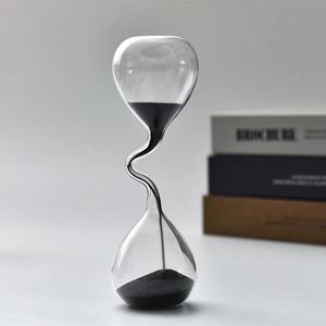 Sculpture créative en forme de sablier - Horloge sablier en sable noir - Objet de décoration moderne pour bureau - Collection