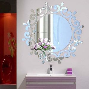 3D Miroir Fleur Sticker Muraux Autocollant Acrylique Amovible