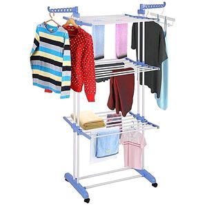 Sèche linge Trois niveaux de porte-vêtements, cintre en acier inoxydable réglable avec ailes pliantes pour intérieur et extérieur, 3 niveaux jusqu’à 50 kilo de vêtement , Three Layers Of Clothes Hanger seche linge 
