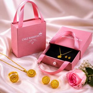 Ensemble bijoux Plaqué Or 24 carats + Boîte à Bijoux Signée Chez Khadyja