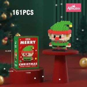Arsuxeo Cadeaux de Noël série bloc de construction père Noël Puzzle assemblage briques Table décoration jouets pour enfant
