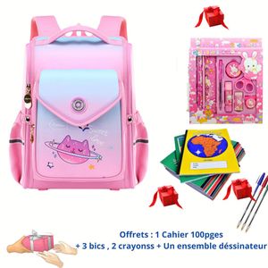 Louna Sac à dos Happy Girl + 1 Cahier + 3 Stylos + Ensemble dessinateur