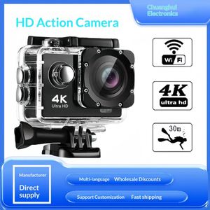 Caméra d'action 4K WiFi étanche avec écran de 2,0 pouces, protection de plongée à 30 m pour le cyclisme en extérieur