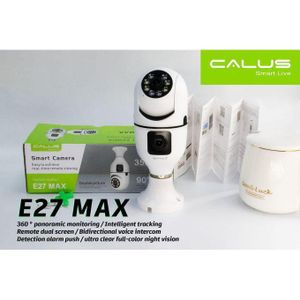 CALUS Camera De Surveillance WIFI E27 Max - Double Caméra + Carte Mémoire 32 Giga- Blanc