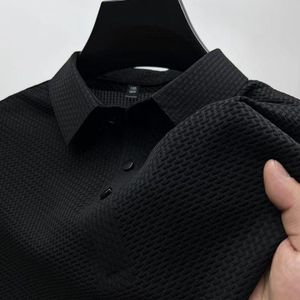 CALLIARA Polo pour homme en soie glacée - Maille respirante, manches courtes, couleur unie, loisirs et sport, haute qualité
