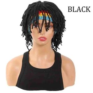 Gukbis Chapeau en laine tricotée fait main pour homme, bonnet perruque dreadlocks style hip-hop - Noir