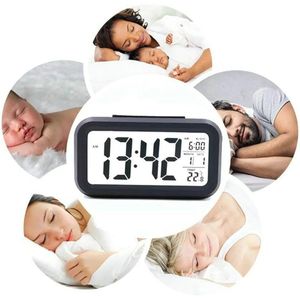 Réveil Matin Snooze reveille Horloge Alarme Clock Écran Rétroéclairé LED Affichage numérique de avec la fonction de spectacle de Date de Calendrier, Température, Temps, Voyants Intelligents