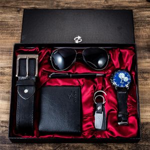 Montre, lunettes, stylo, porte-clés, ceinture et portefeuille pour homme (6 en 1)