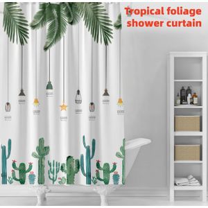 Rideau de douche à feuillage tropical, Rideau de douche imperméable pour salle de bain en PEVA 180*180CM, Avec crochet