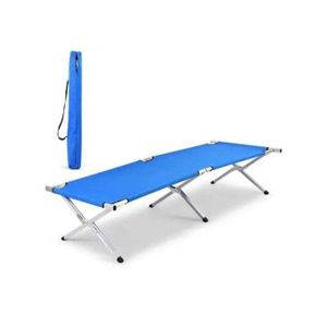 Lit de camp pliable en aluminium - 190x65x42cm
