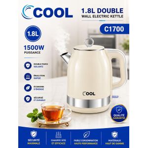 Cool Bouilloire Électrique à  Double paroi isolante - 1.8 L - 1500W - C1700