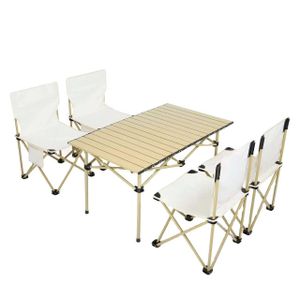ensemble de table de camping pliable est conçu en aluminium léger et inclut quatre chaises