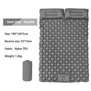 Double matelas d’air Camping extérieur matelas gonflable coussin de couchage avec oreillers tapis d’air Ultralight construit dans la pompe gonflateur randonnée sac à dos transport Ultra léger