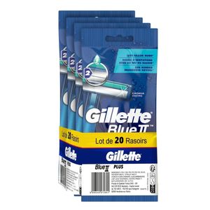 Gillette Lot de 20 Rasoirs Jetables Blue II Plus (4 x 5)