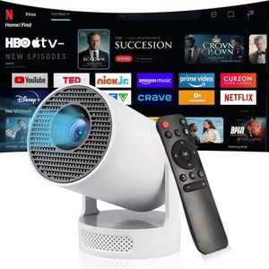 Videoprojecteur 4k, Mini Projecteur avec Haut-Parleur 5W, WiFi6 BT5.4, Android 11.0,Rotation 180°. Retroprojecteur 