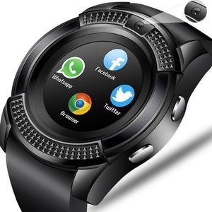 Montre Connectée Compatible Bluetooth V8, Support Carte SIM Tf, Appels, Caméra, Bracelet Sport