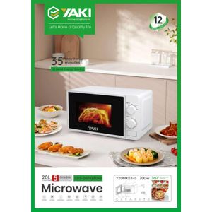 YAKI Micro Ondes 20 Litres Version plus Haute Blanc - 700W - Garantie 12 Mois