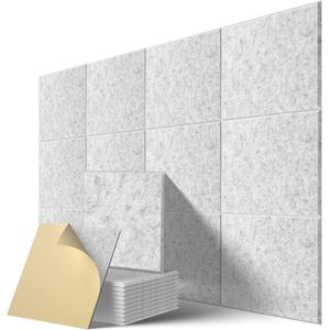 TodyJeyHo Pack de 12 panneaux acoustiques auto-adhésifs, 12" X 12" X 0,4" Panneaux en mousse insonorisante polyester haute densité pour murs, Panneaux muraux insonorisants pour maison et bureau (Gris argenté)