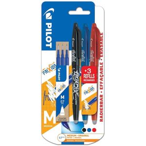 Pilot Pack de 3 Stylos effaçables (Bleu, Rouge, Noir) + 3 Recharges Bleues Effaçables