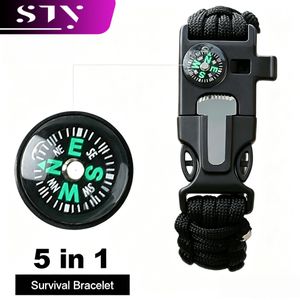 STY Bracelet multifonctionnel, bracelet tressé en nylon pour camping et aventure en plein air