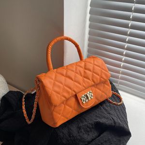 CALLIARA Sac à main matelassé orange, sac à chaîne style Chan el, sac de luxe pour femme