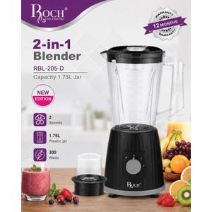 Roch Blender - Mixeur qualité 2 en 1 - RBL-205-D - 1.5 L - 300 W- Garantie 3 Mois