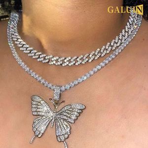 GALUIN Collier pendentif papillon à double couche - argent