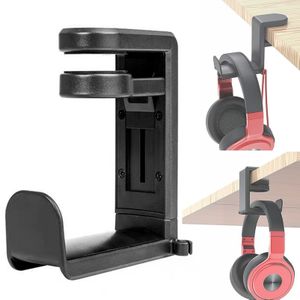 Support Casque Sous Bureau Rotation 360° Pince avec Rangement Câble USB