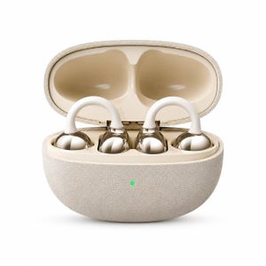 X11 Écouteurs Bluetooth Sans Fil à Clip Ouvert – Casque Sport, Écouteurs Stéréo Légers avec Boîtier de Charge, Longue Autonomie– Beige