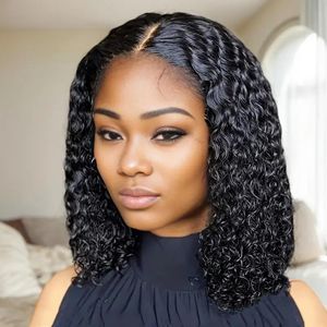 Perruque en dentelle bouclée, en fibre synthétique, 14 pouces - Noir