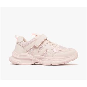 Baskets basses dad shoes à paillettes fille rose clair