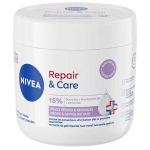 NIVEA Crème Repair & Care - Peaux Sèches & Sensibles - Sans Parfum - 15% Glycérine, Provitamine B5 & Céramide - 400ml